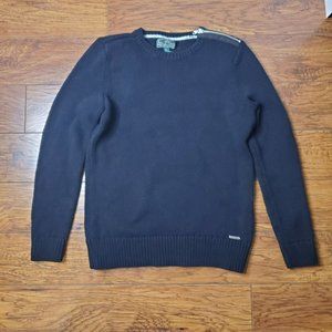 Ralph Lauren Active L-RL Black Heavy Knit Shoulder Zip Elbow Patch Sweater Women